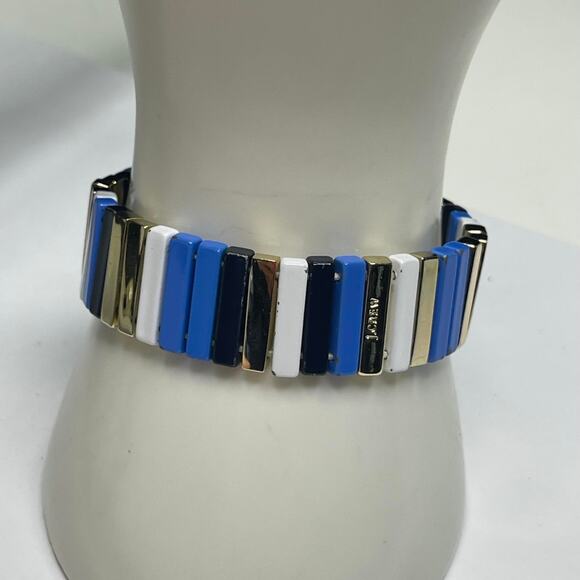 J. Crew JCREW bracelet blue black white silver tone signed costume jewelry - Picture 12 of 14